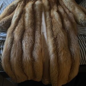 Full length Cherry Red Canadian Fox coat